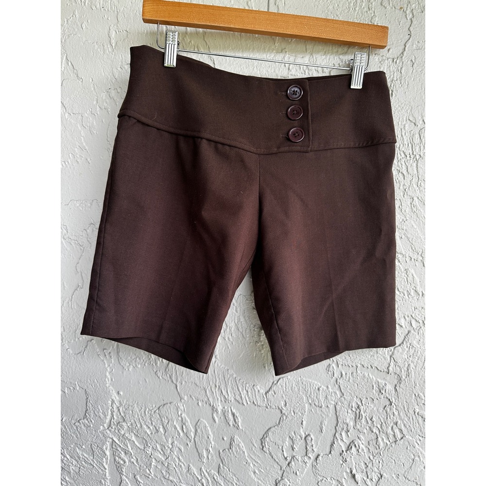 725 Originals Y2K Brown Bermuda Shorts Triple Button Wide Waistband Size 7